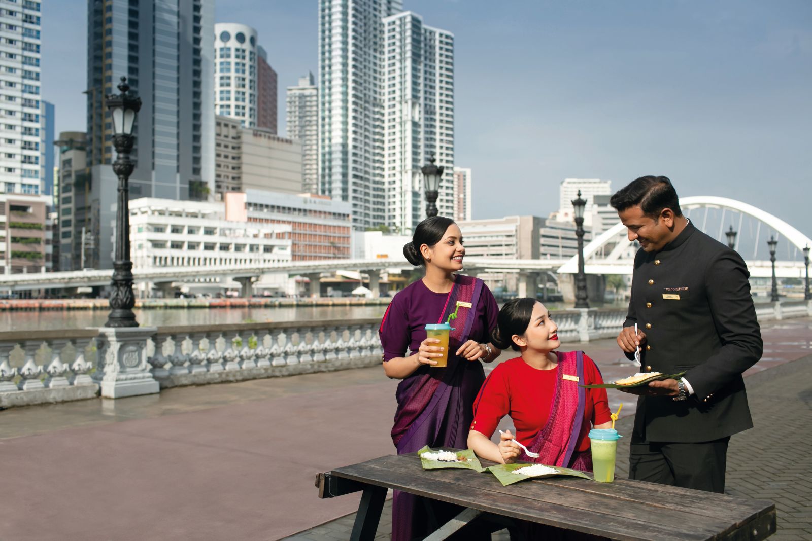 Air India cabin crew savour local delicacies at Pasig River Esplanade