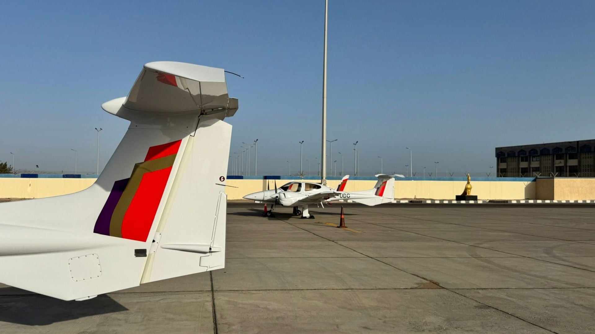 Air India's Diamond DA 42NG trainer aircraft in Ahmedabad