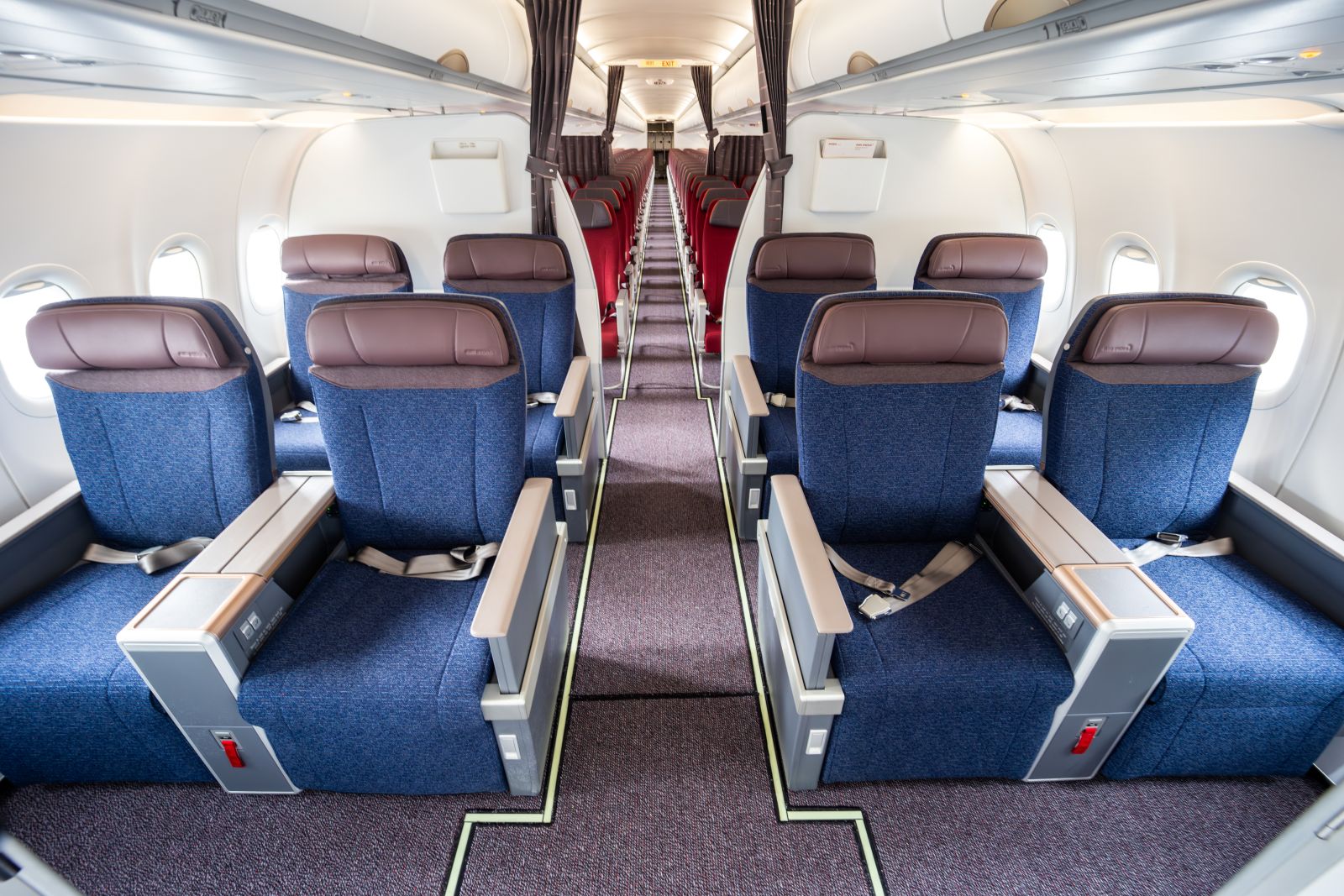 Business cabin in Air India's retrofitted A320