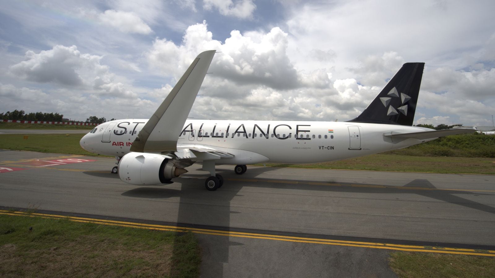 Air India's retrofitted A320 in the new Star Alliance livery