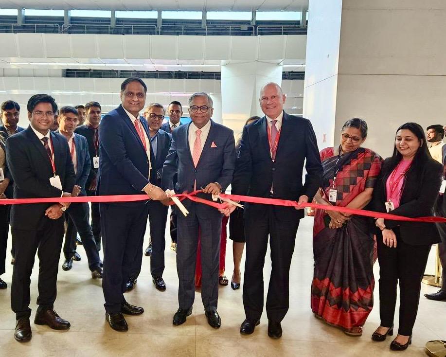 N. Chandrasekaran, Chairman, Tata Sons and Air India, inaugurates the Maharaja Lounge at the Delhi Airport ahead of its opening