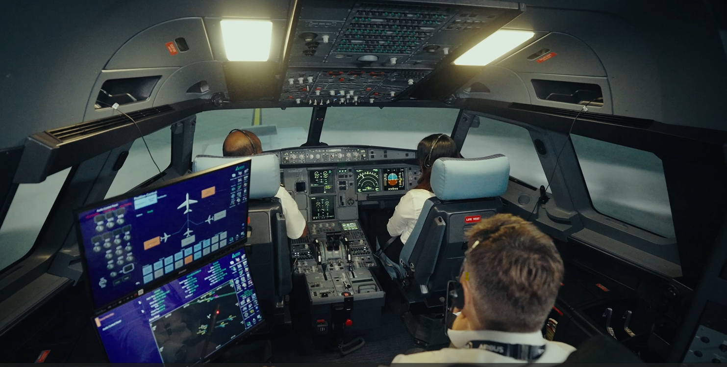 Pilot training at the Air India Airbus simulator facility at the Air India Training Academy