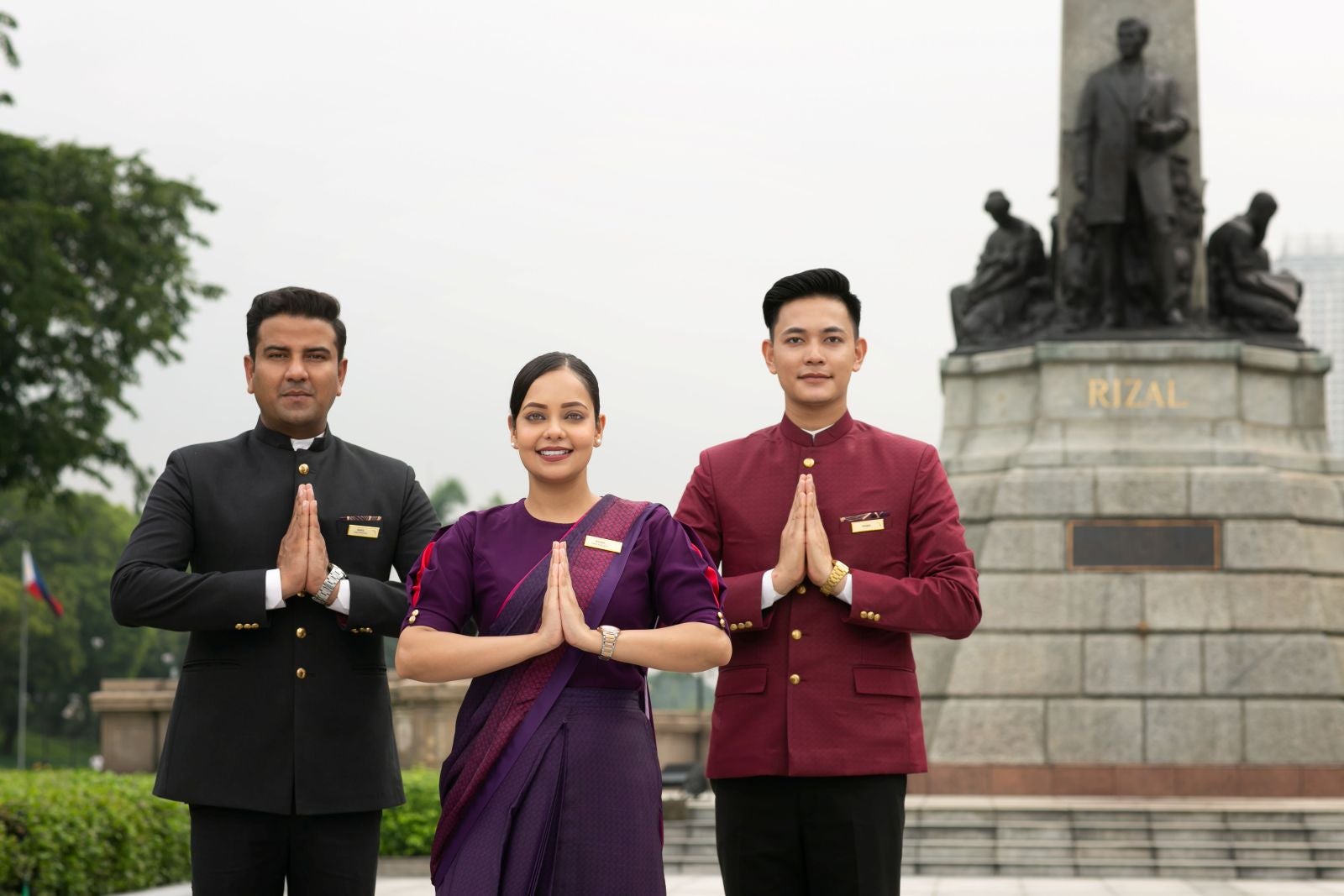 Air India cabin crew at Rizal Park where history and nature meet