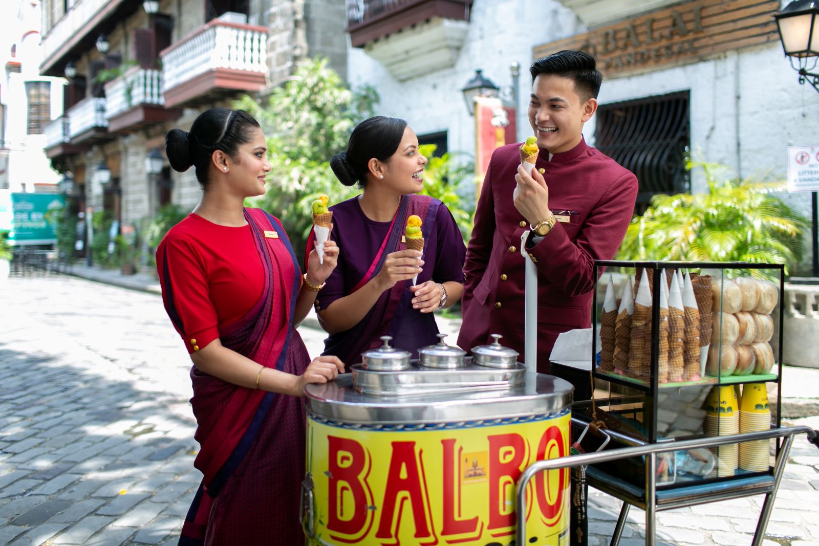 Air India cabin crew enjoying a classic Filipino street treat, the ‘Dirty Ice Cream’