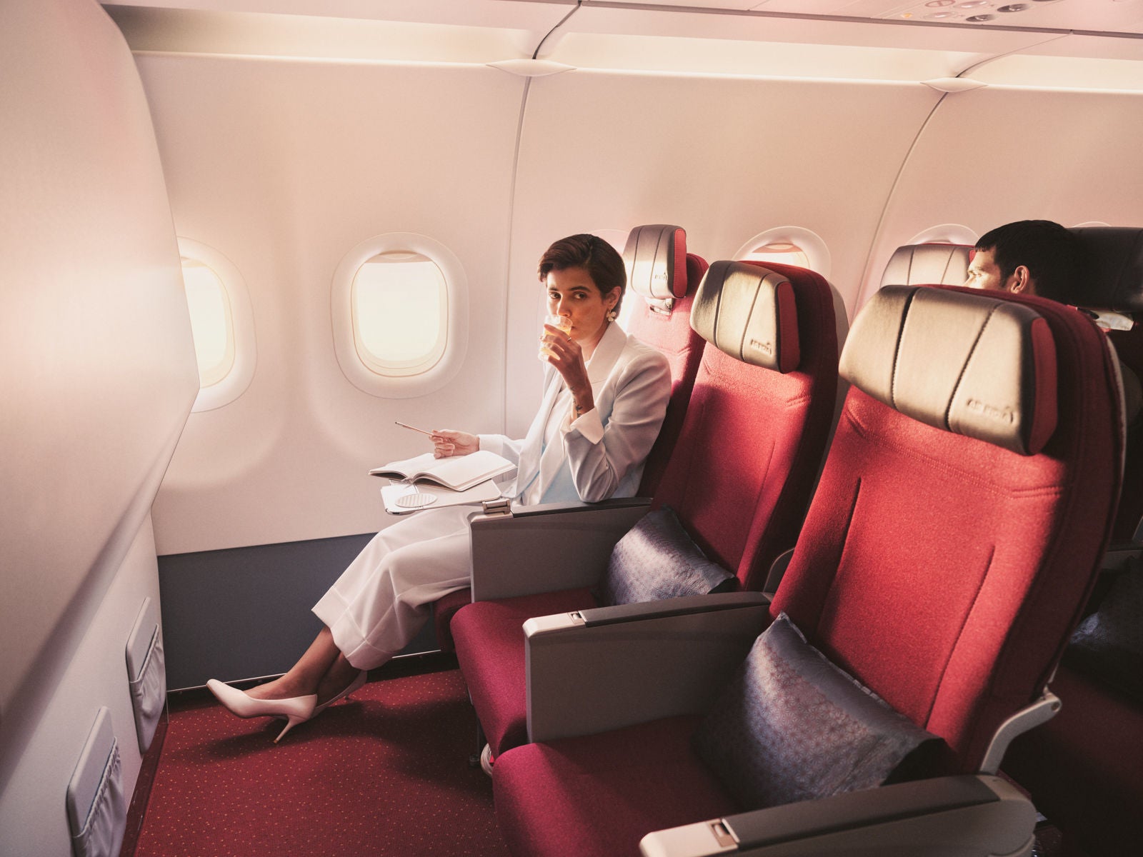 Business airplane flying